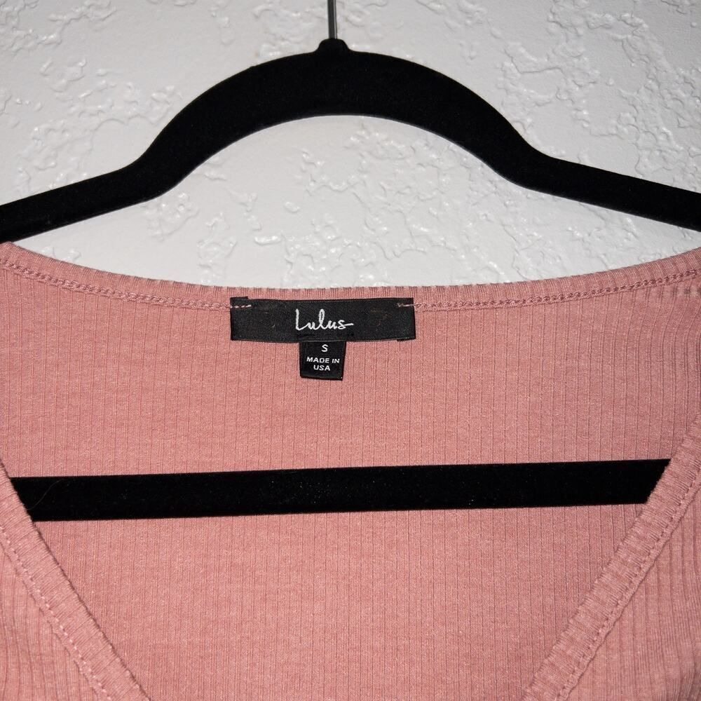 Lulu’s Mauve Pink Just To Flirt Ribbed Cutout Top Size Small - Picture 4 of 9
